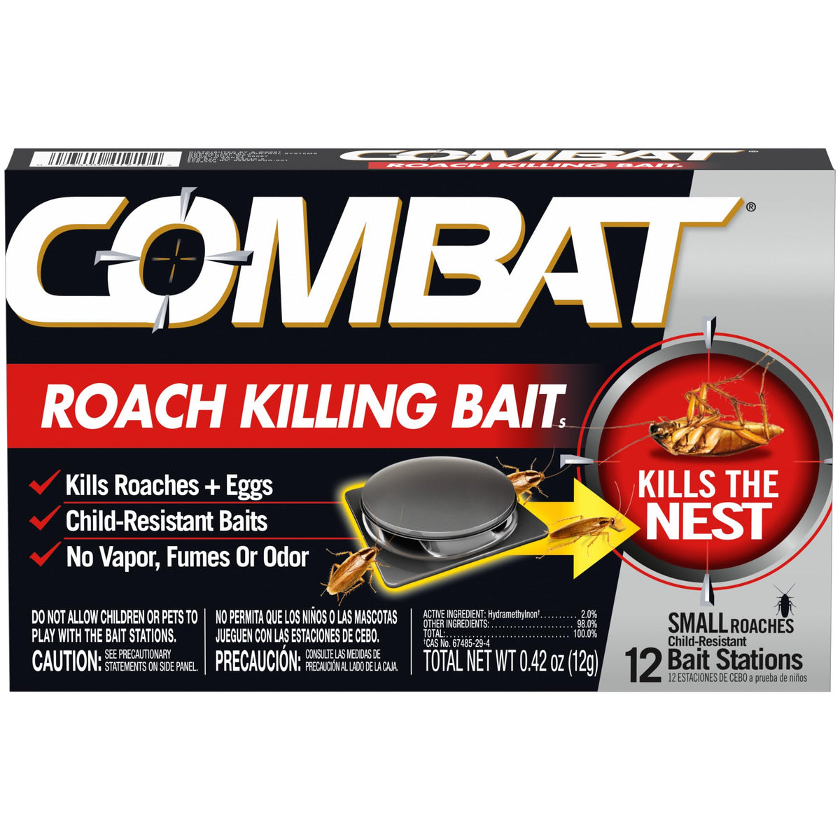 Combat small roach bait station under sink targets hidden roaches