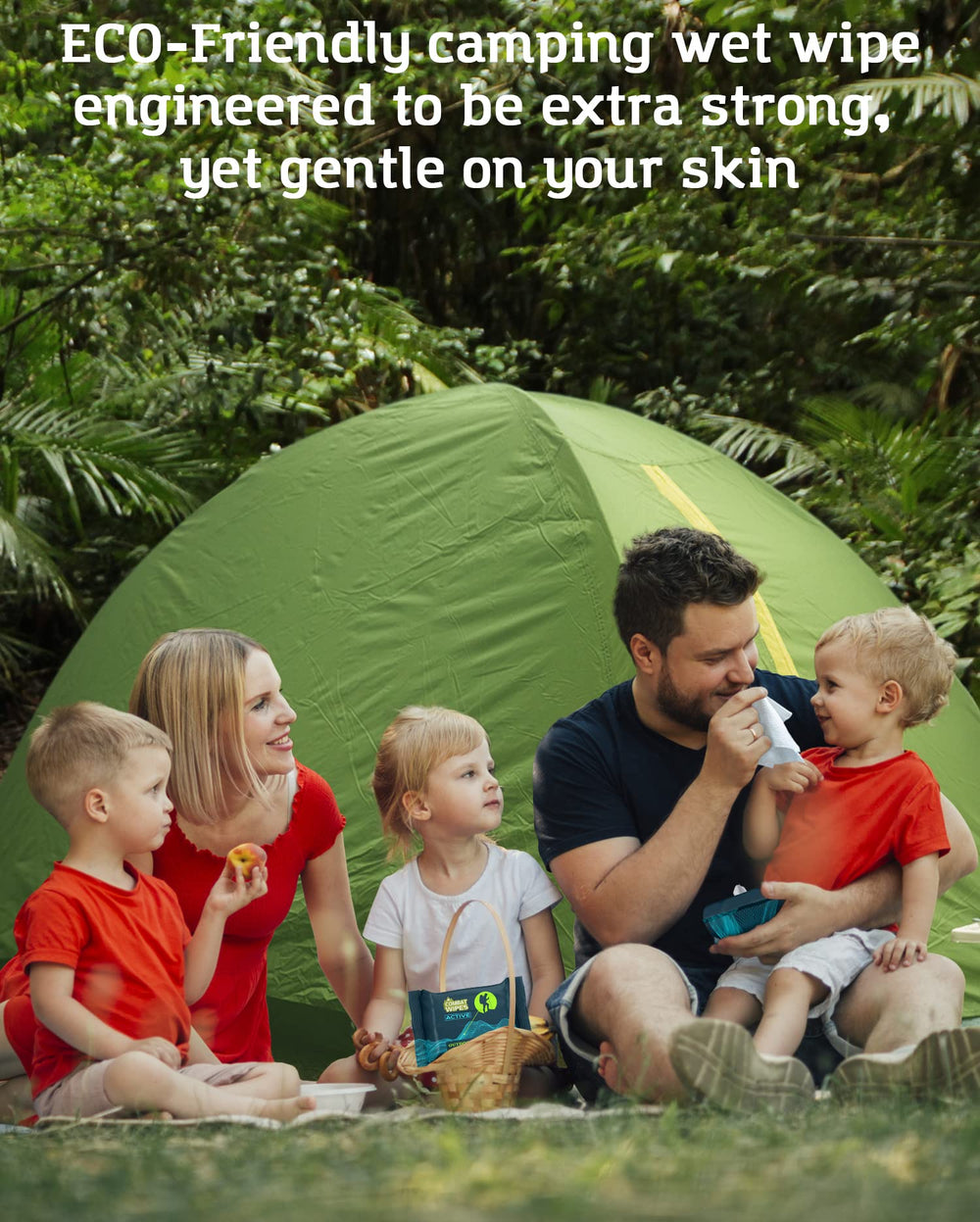Combat Wipes Active with aloe and vitamin E soothing skin during outdoor use.