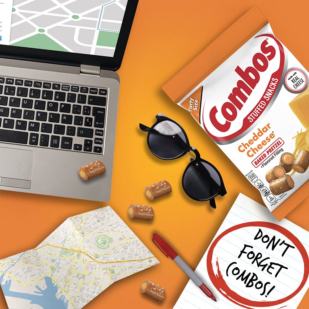 Combos Cheddar Cheese Baked Pretzel Snacks outdoor road trip snack option.