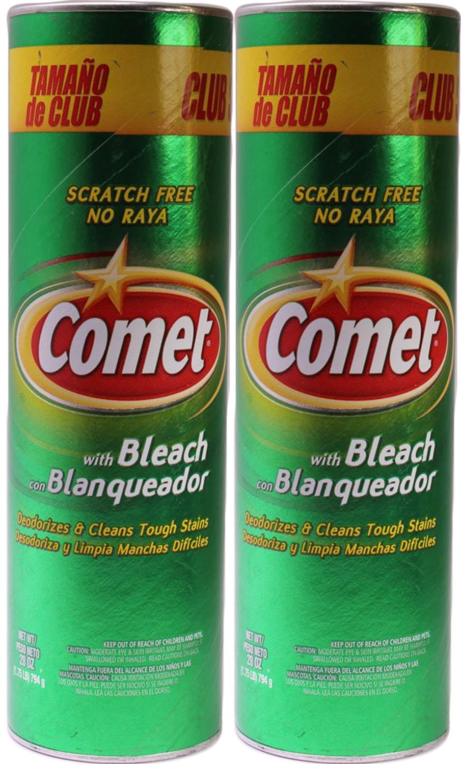Comet Cleanser with Bleach 28 oz pack-2 bottle front view for stain removal on counters.
