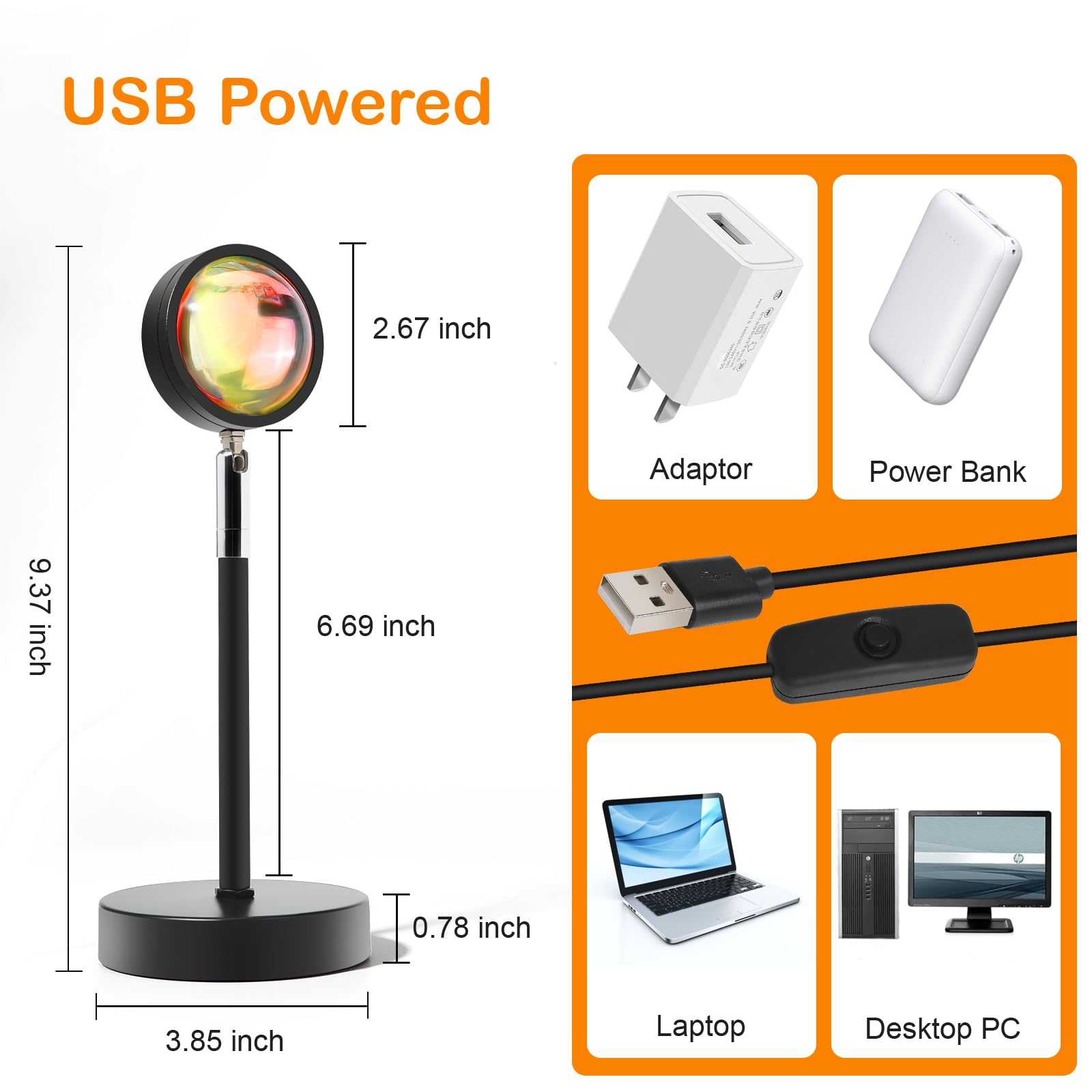 Comfamoli USB powered sunset projector for easy setup.
