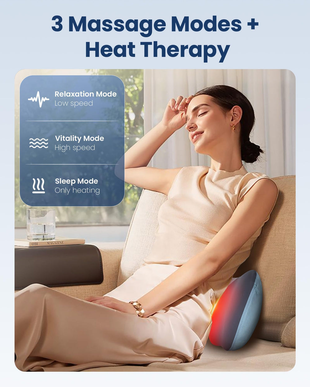 COMFIER auto-off timer for safe, short sessions during work or travel
