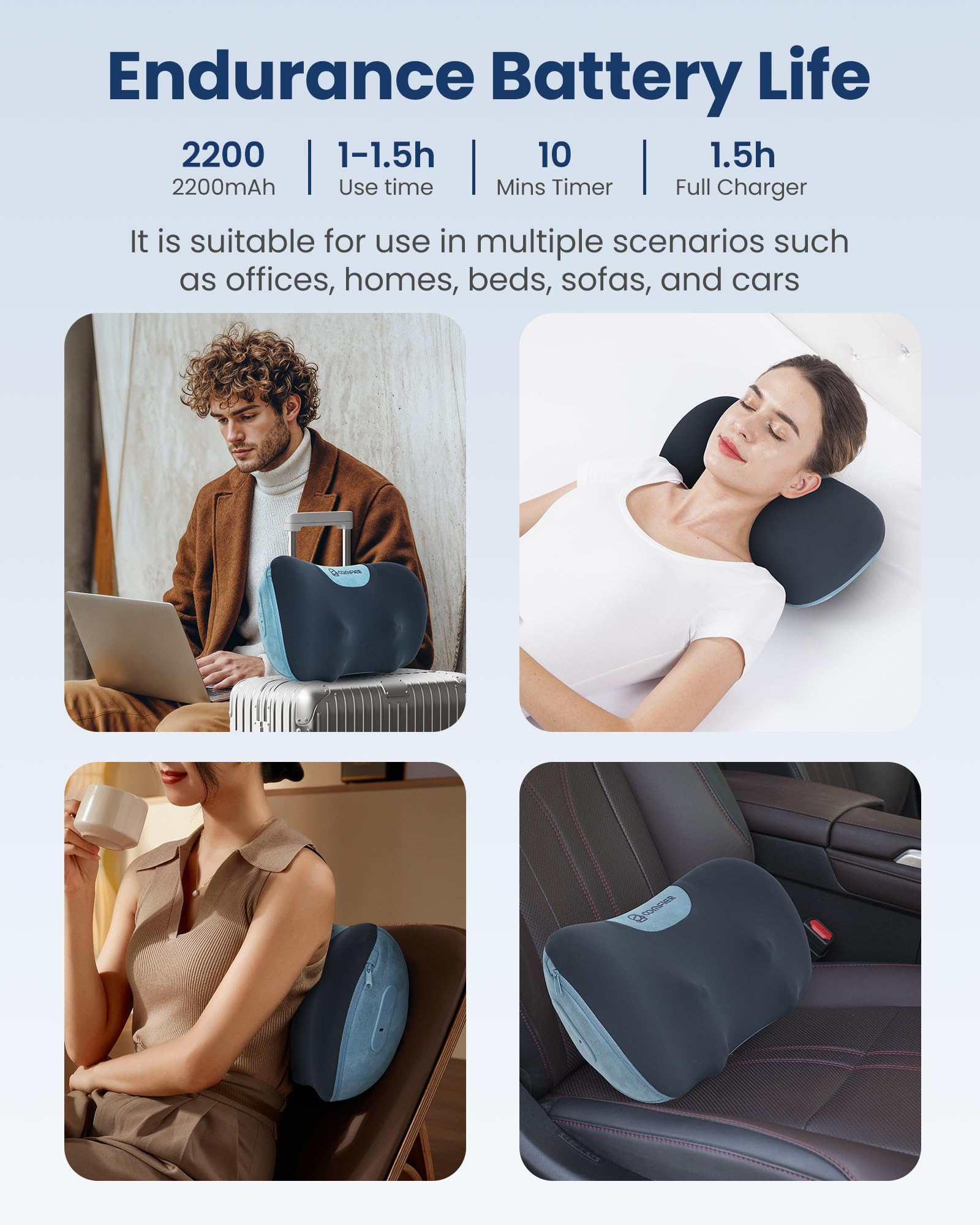 COMFIER cordless massage device ideal for travel and quick charging