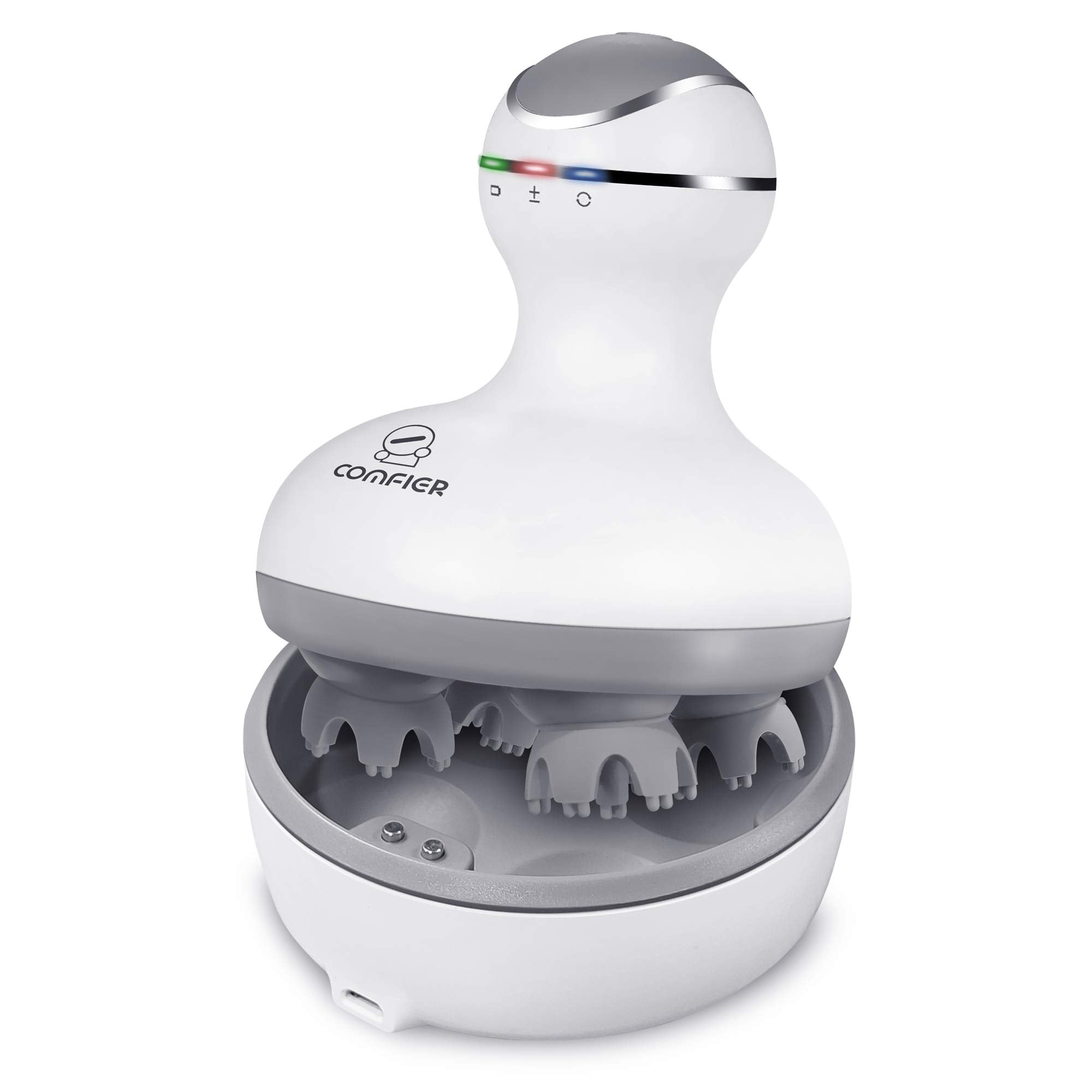 COMFIER electric cordless scalp massager in hand for on-the-go relaxation