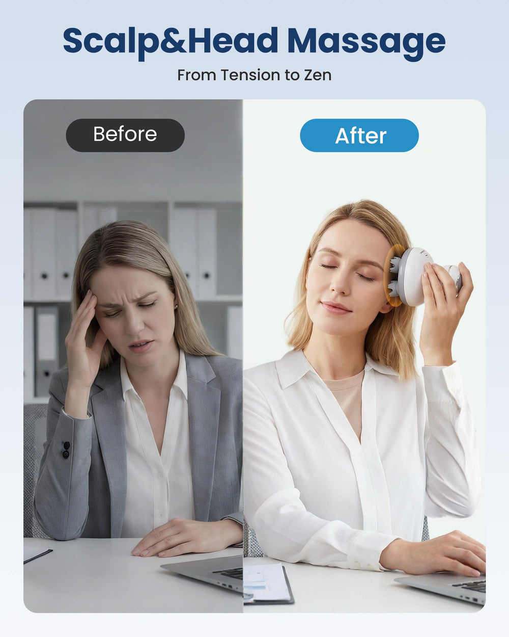 COMFIER four-head scalp massager with rotating kneading nodes