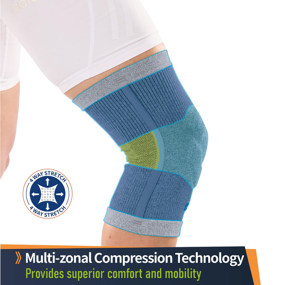 Comforband worn on the leg during activity shows secure, comfortable fit.