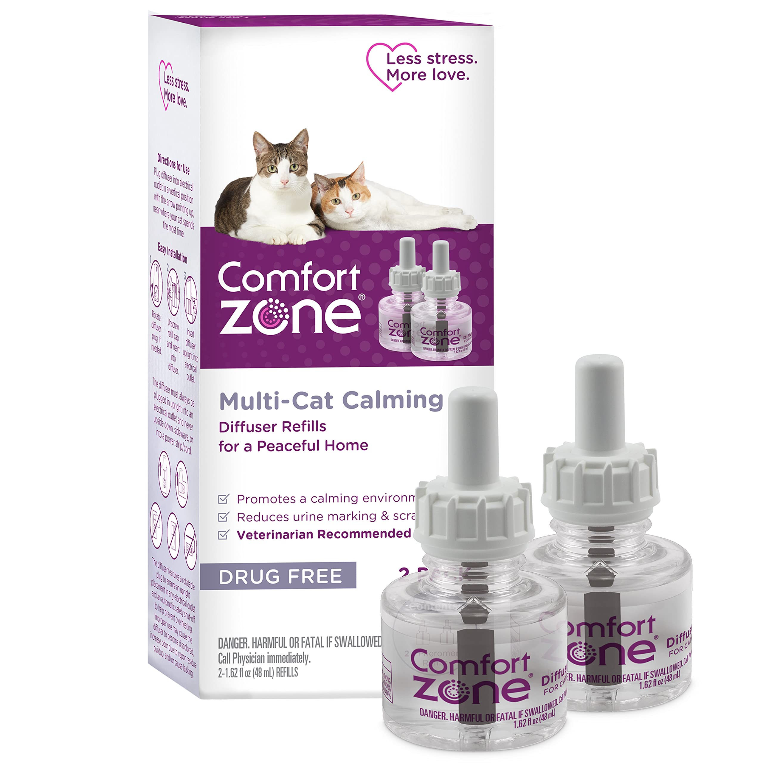 Comfort Zone multi-cat diffuser refill 2-pack pack shot for a calmer home.