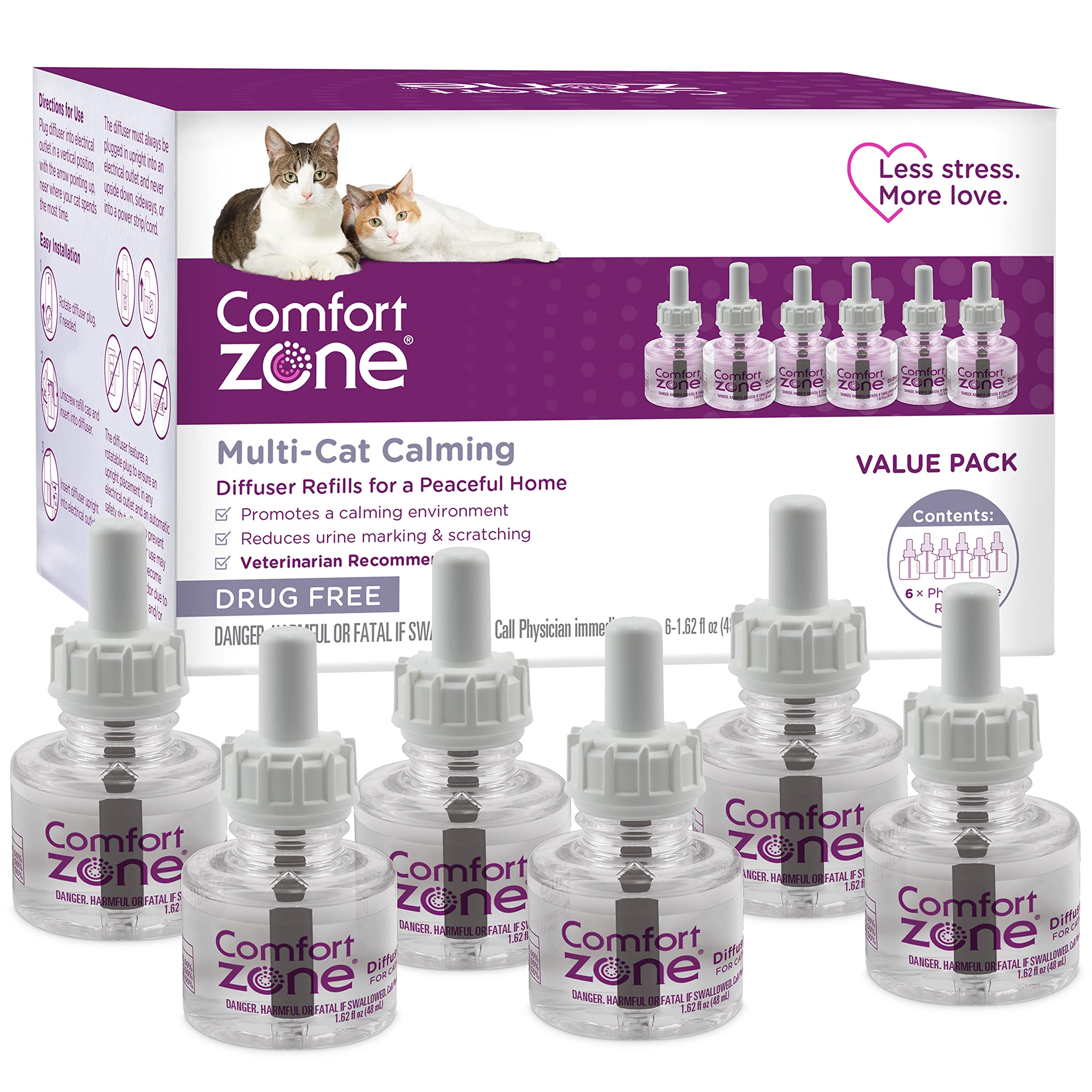 Comfort Zone multi-cat refill pack with six refills for steady calming