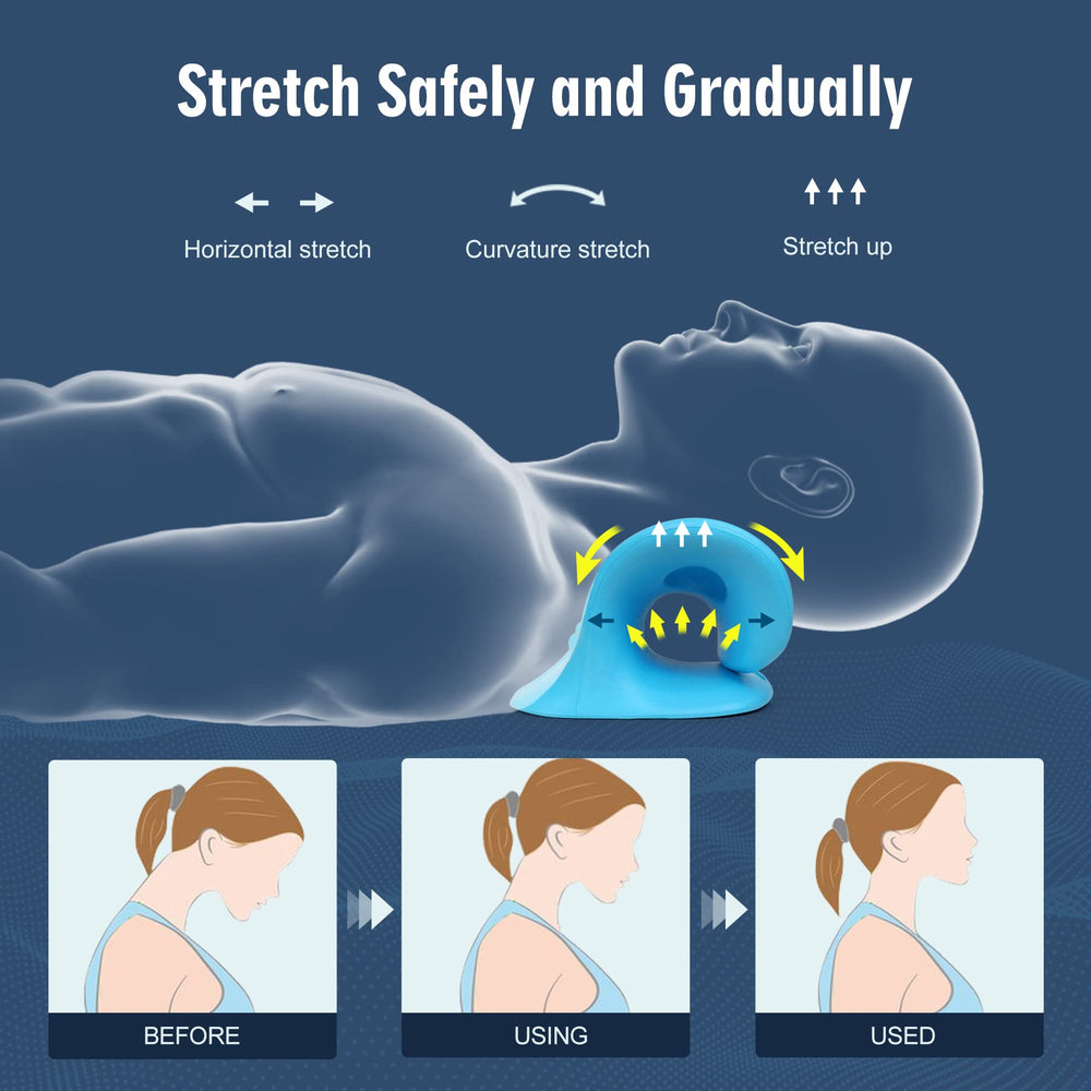 ComfortLife cervical traction pillow, elastic foam core, firm spine support.