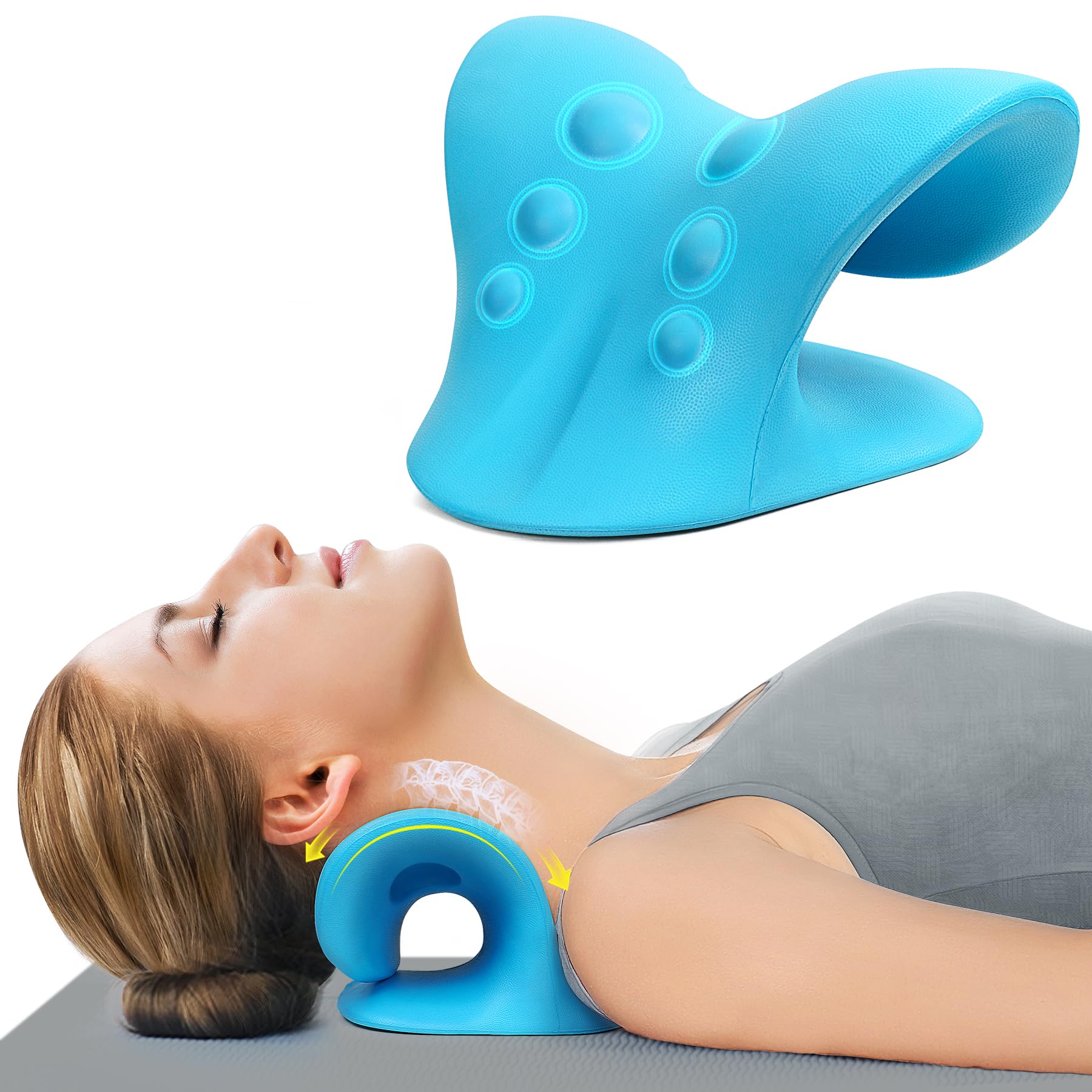 ComfortLife neck stretcher pillow, angled view, eases neck tension in minutes.