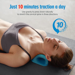 ComfortLife ergonomic neck traction pillow, side profile, promotes relaxed posture.