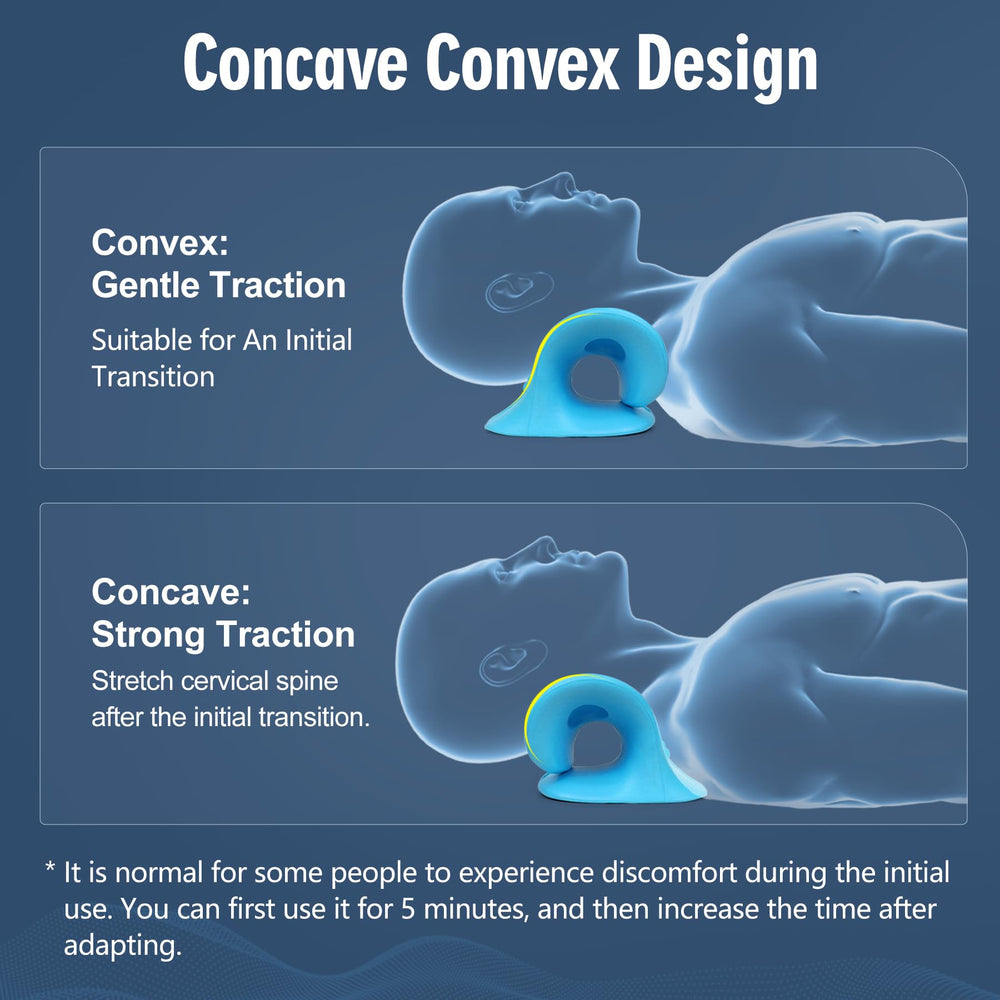 ComfortLife neck-stretcher on floor or bed, versatile use.