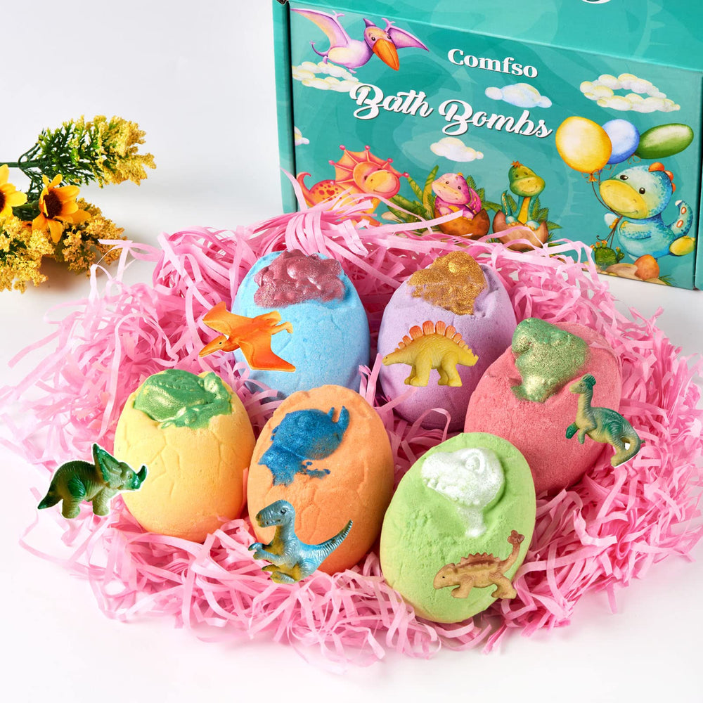 Comfso six dino eggs each hiding a toy inside