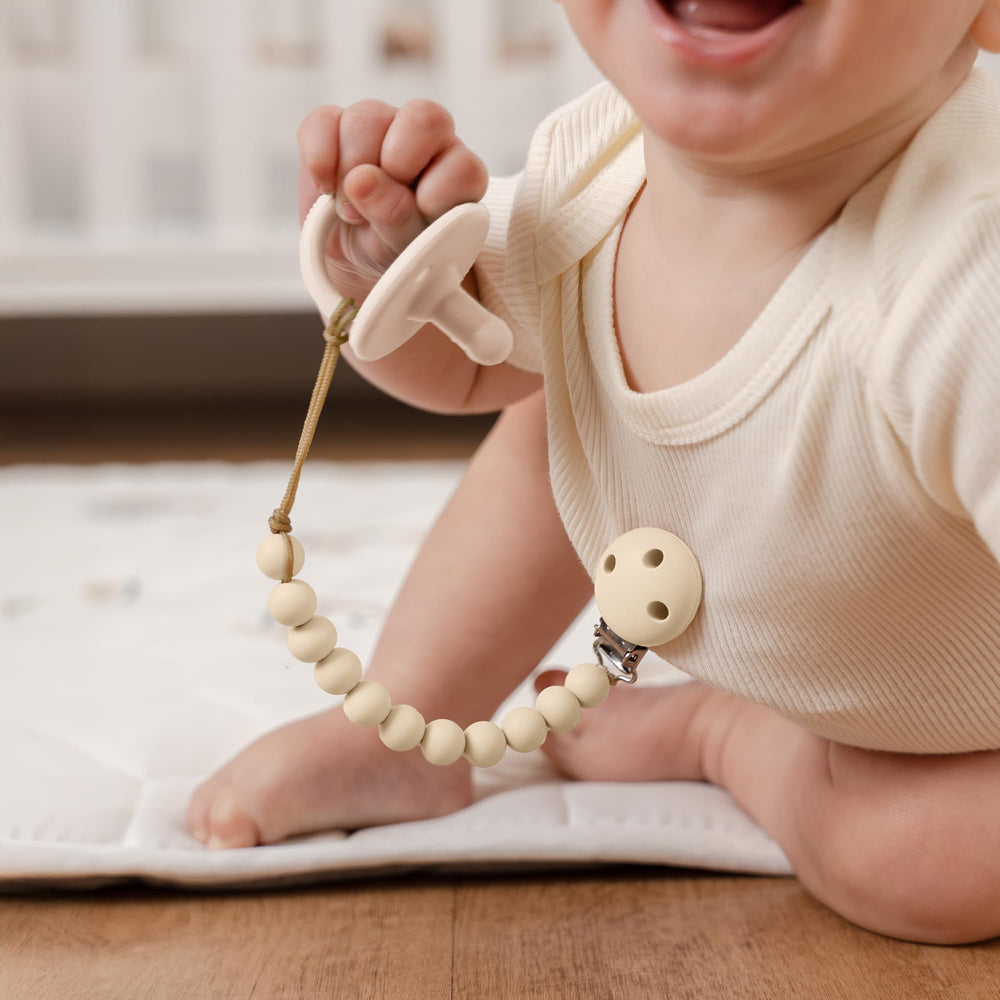 Comfy Cubs pacifier clip silicone close-up highlighting durable material
