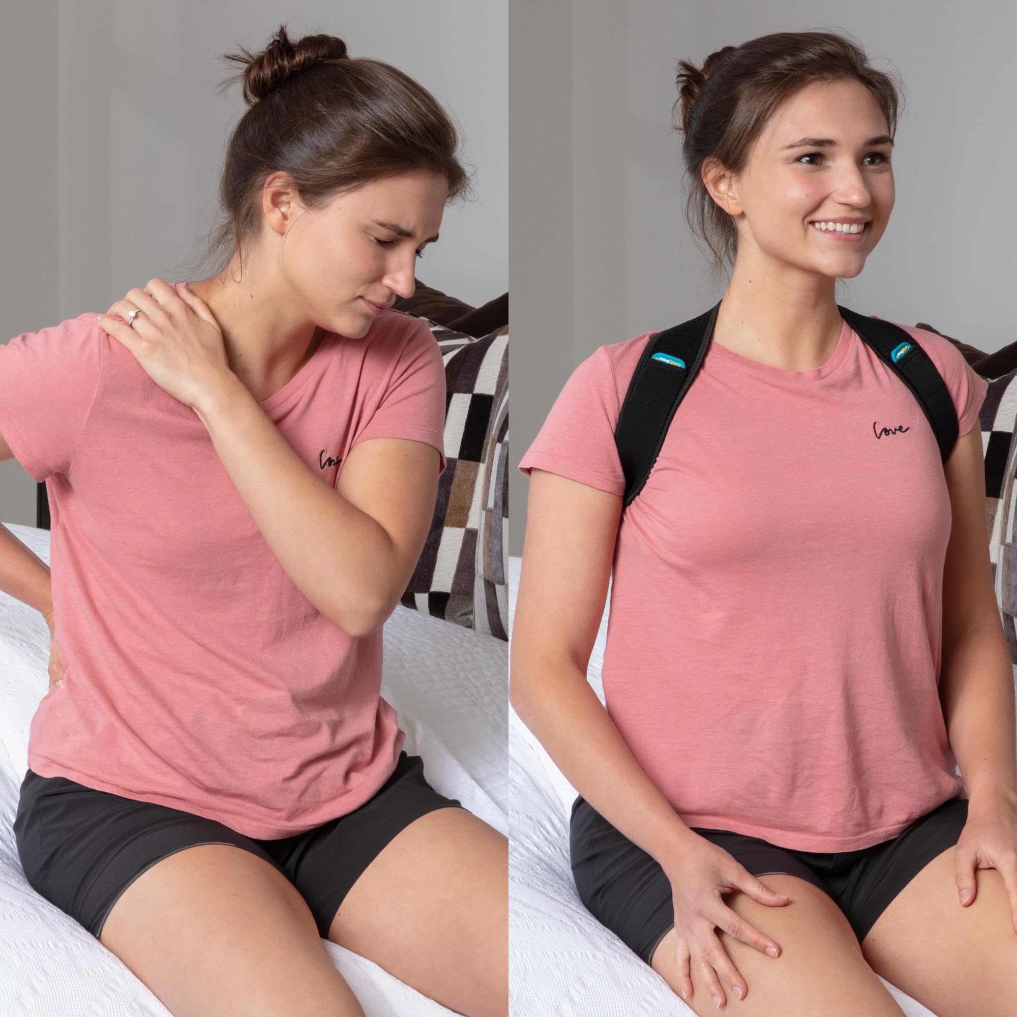 ComfyBrace size range visual showing chest 30-43 inches