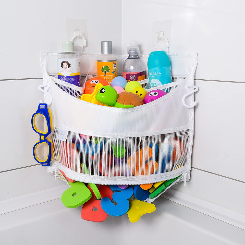 Comfylife easy-clean bath toy storage ready for quick wipe-down and air drying.