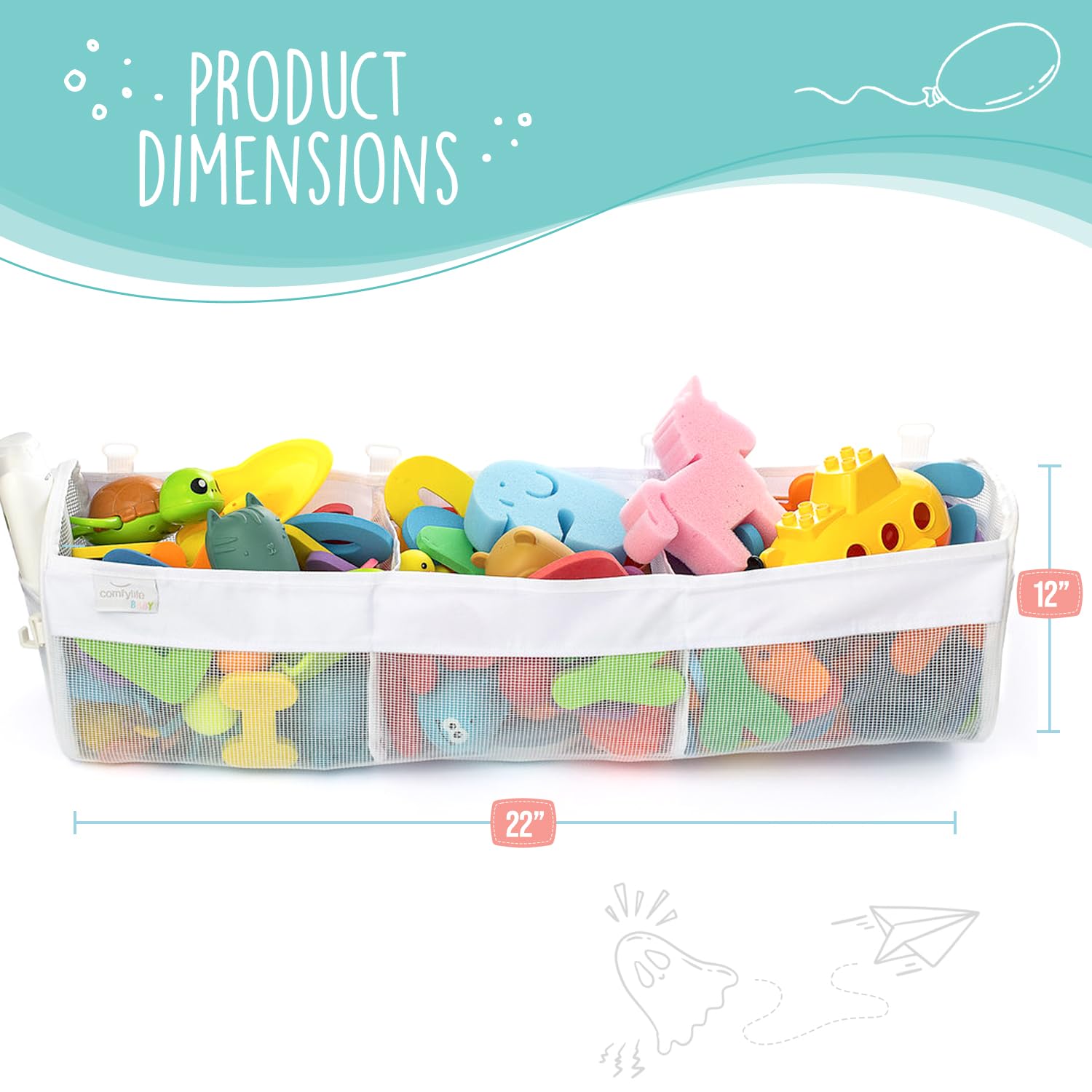 Comfylife quick-dry mesh bath toy holder prevents slime after use