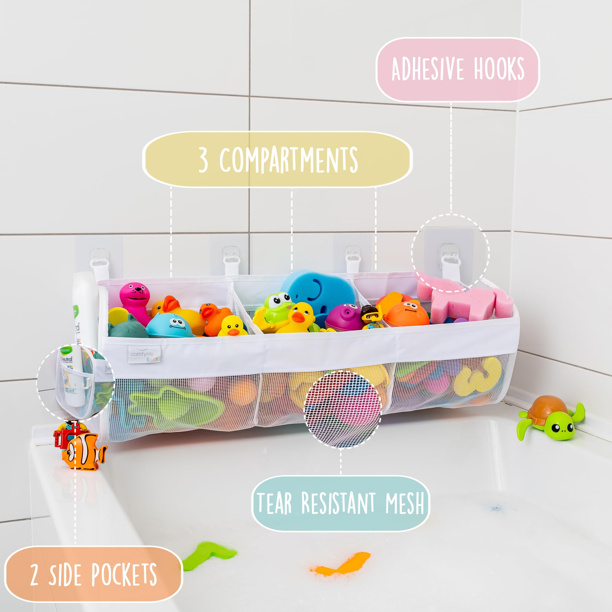 Comfylife ultra strong adhesive hooks mount securely on tile or tub
