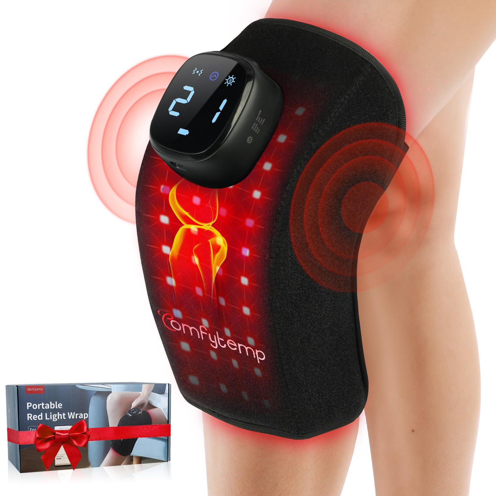 Comfytemp knee wrap with 3D ergonomic embrace for comfortable daily recovery at home.