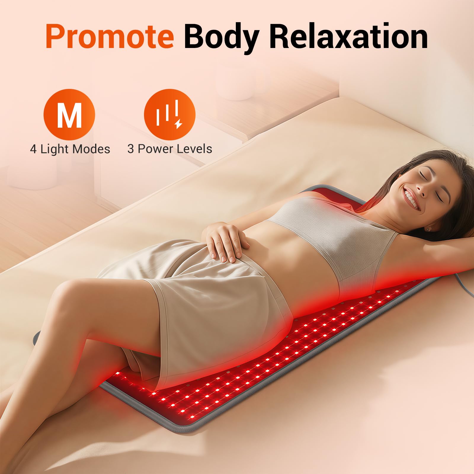Comfytemp red light therapy mat offers 4 modes and 3 levels.