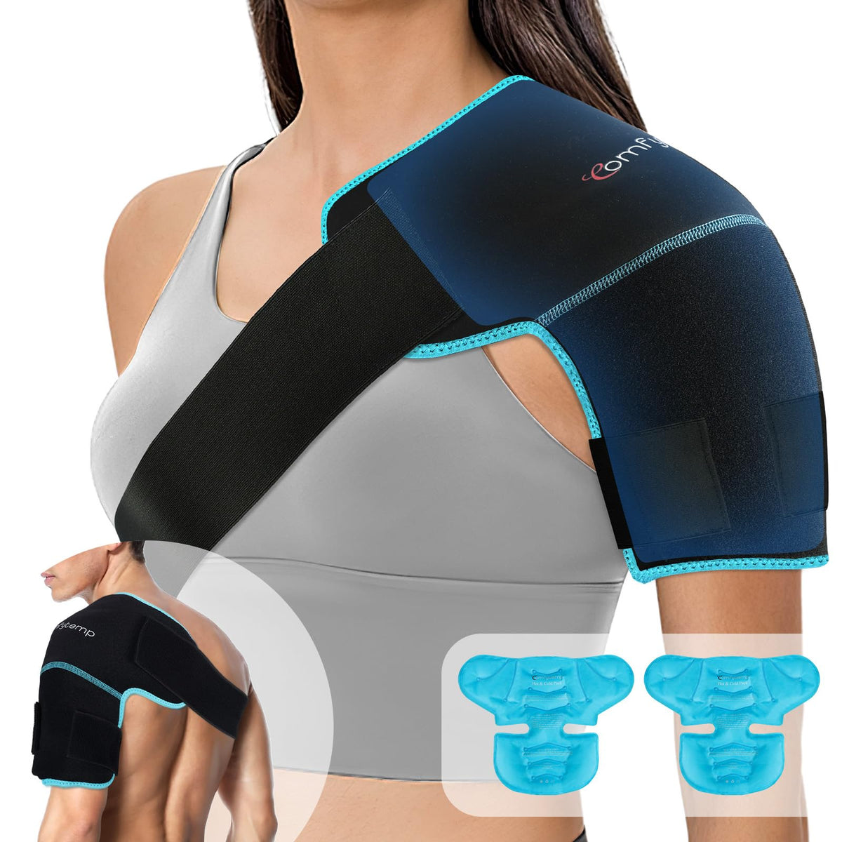 Comfytemp shoulder ice pack wrap secure on shoulder for targeted cold relief after activity
