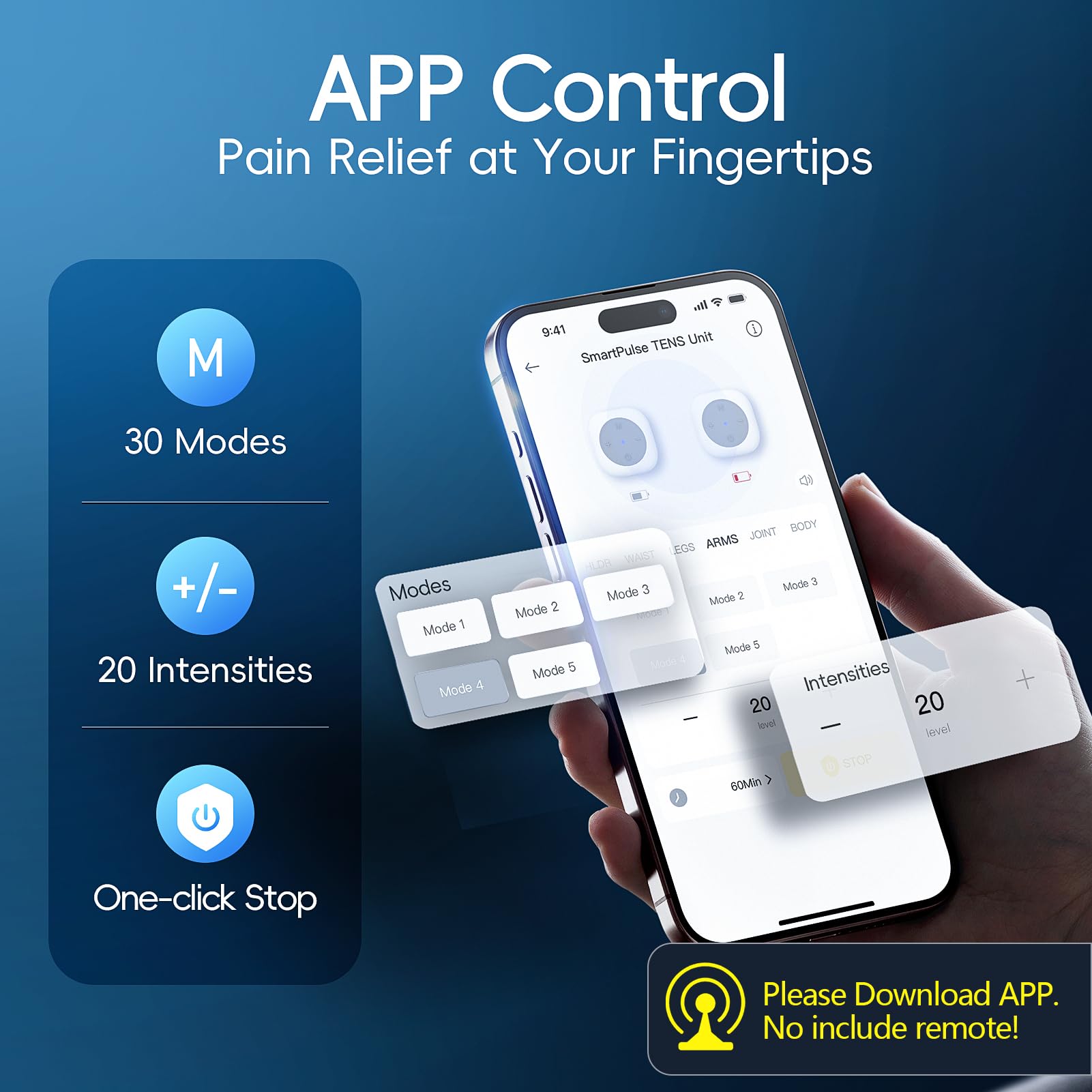 Comfytemp app control screen enabling easy mode selection and intensity.