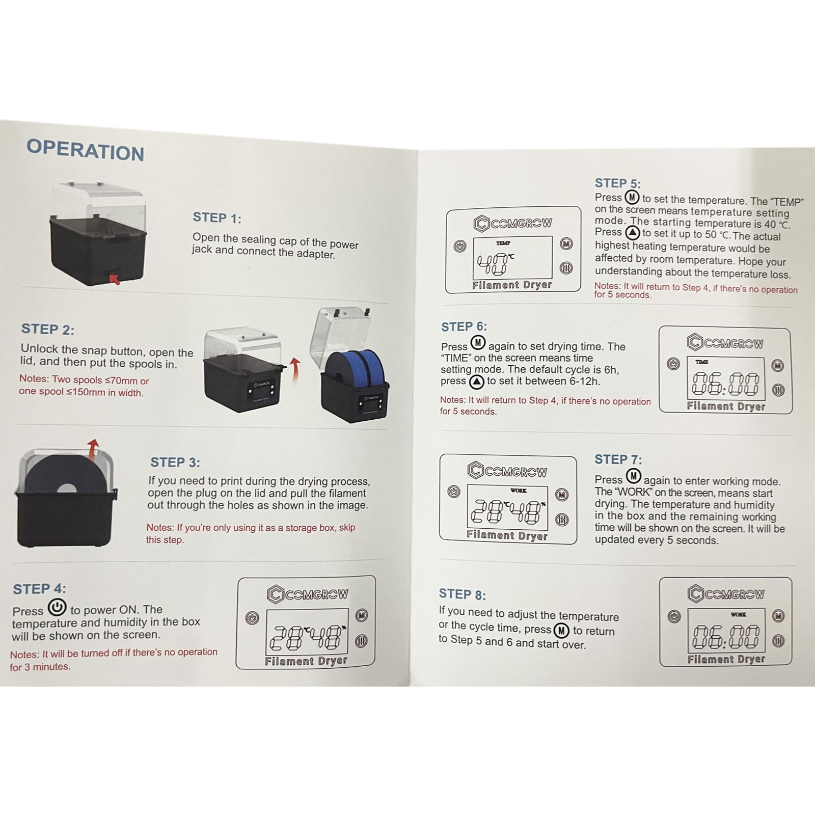 Comgrow filament dryer box outlet and seal components in close-up view