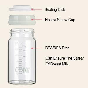 COMI bottle with 10 ml marks helps track milk output.