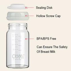 COMI bottle with 10 ml marks helps track milk output.