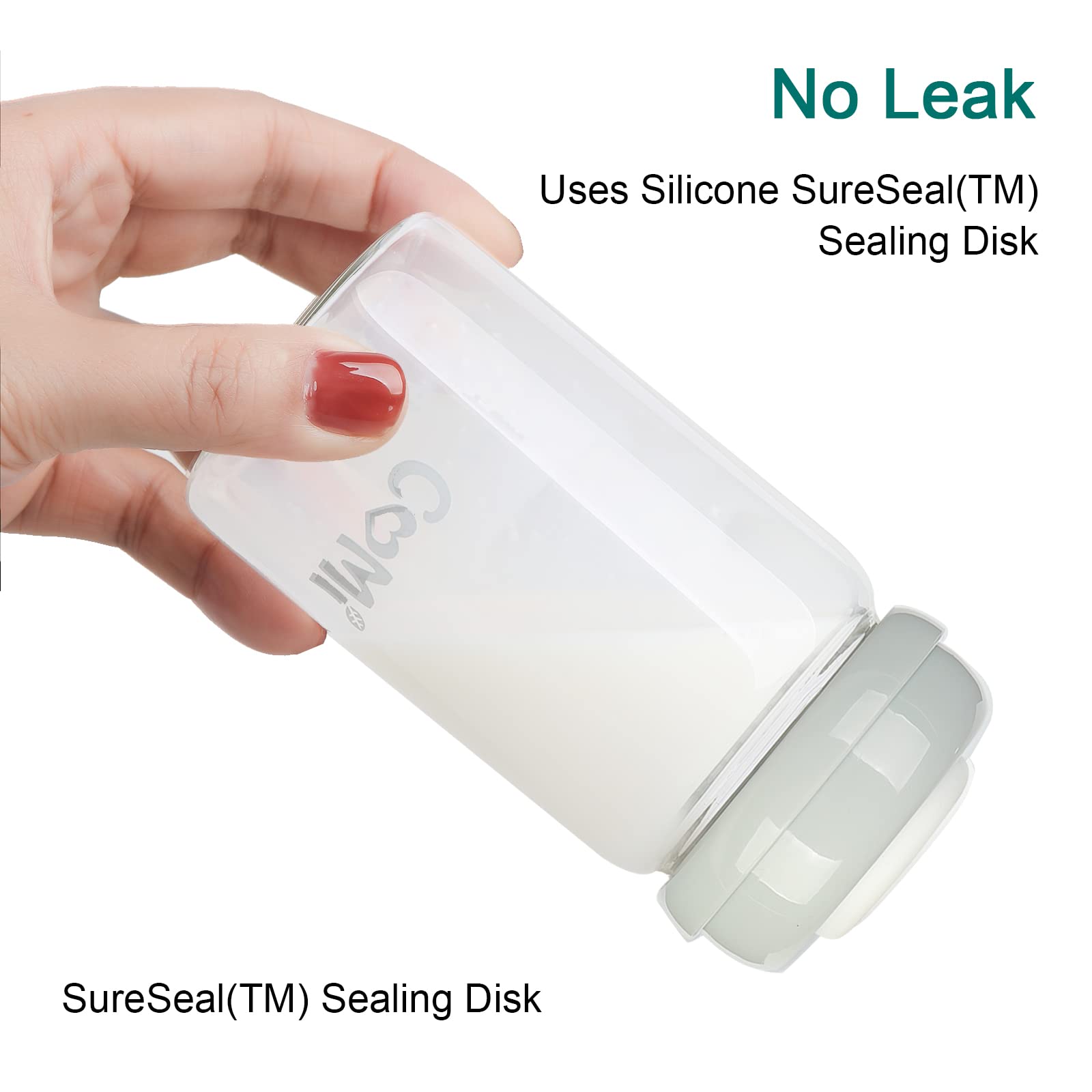 COMI borosilicate glass body resists temperature changes for safe use.