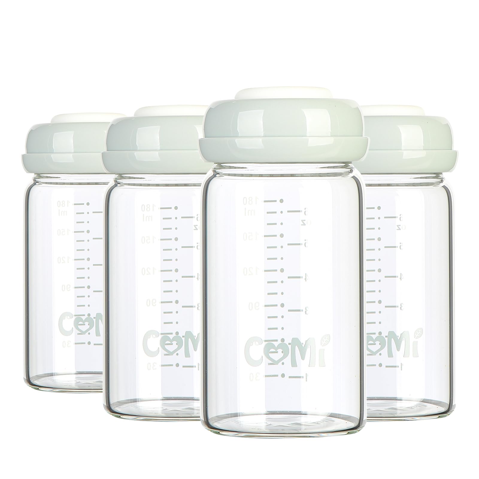 COMI wide-neck glass bottle 6oz for versatile pumping, storing, and feeding.