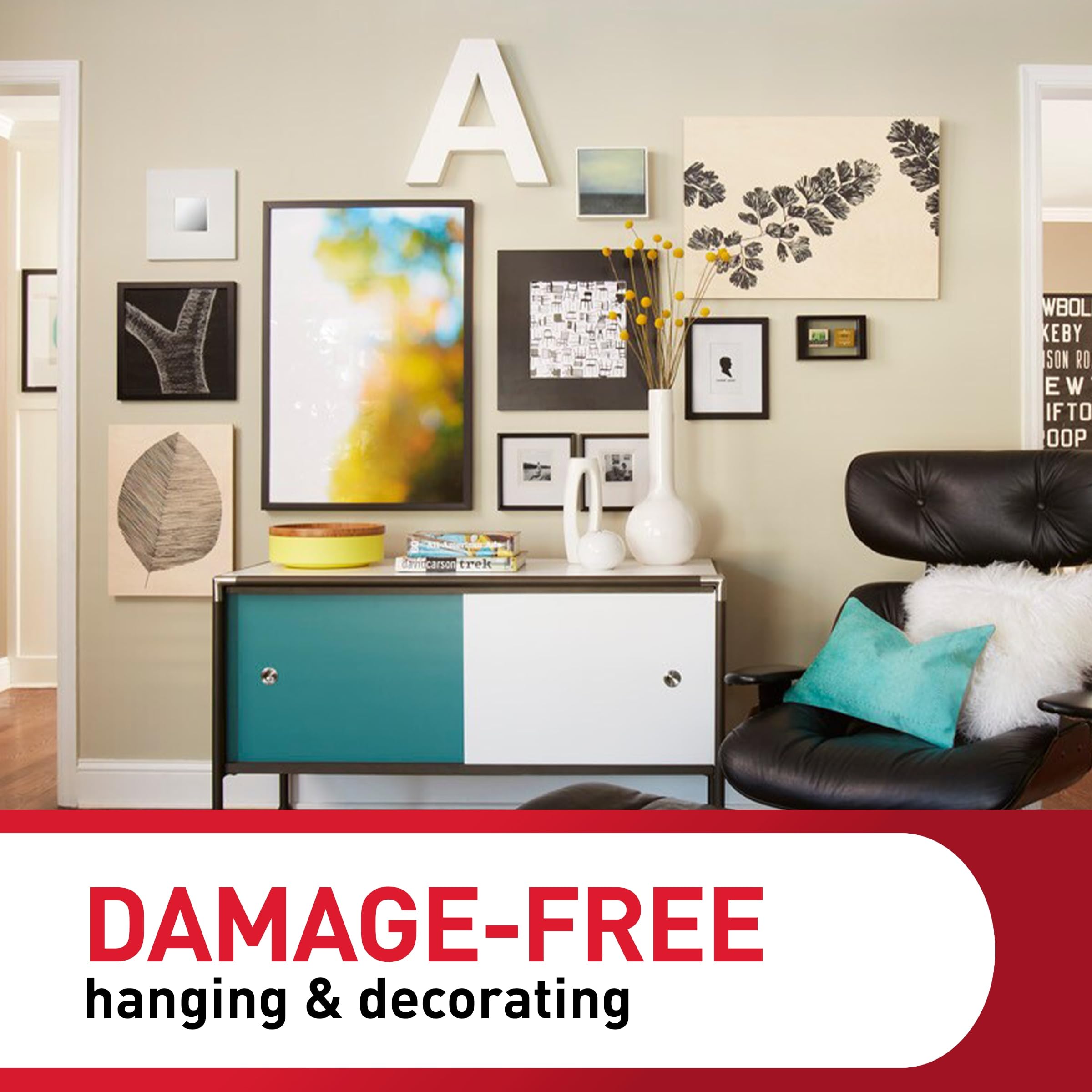 Command large strips 15 lb capacity secure bigger frames without nails.