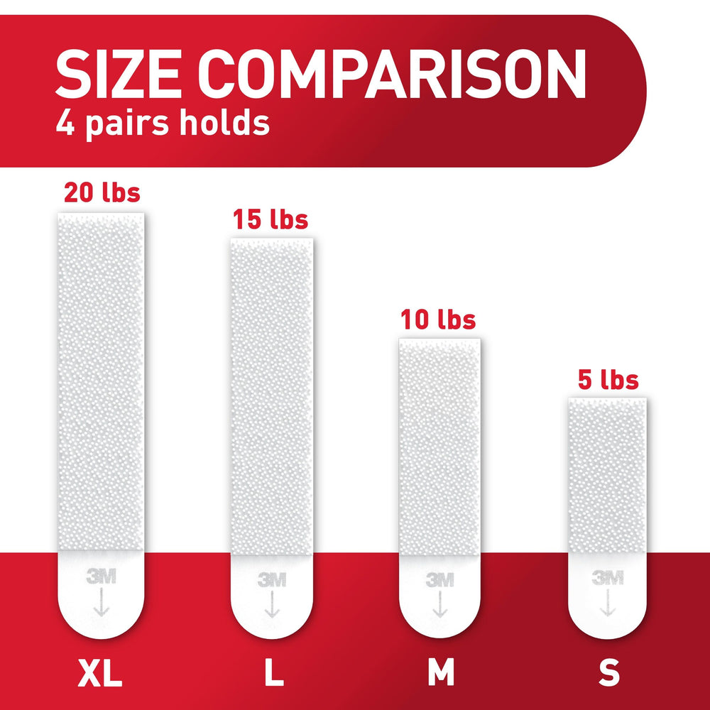 Command XL strips work on painted walls, cinderblock, and concrete for versatile hanging.