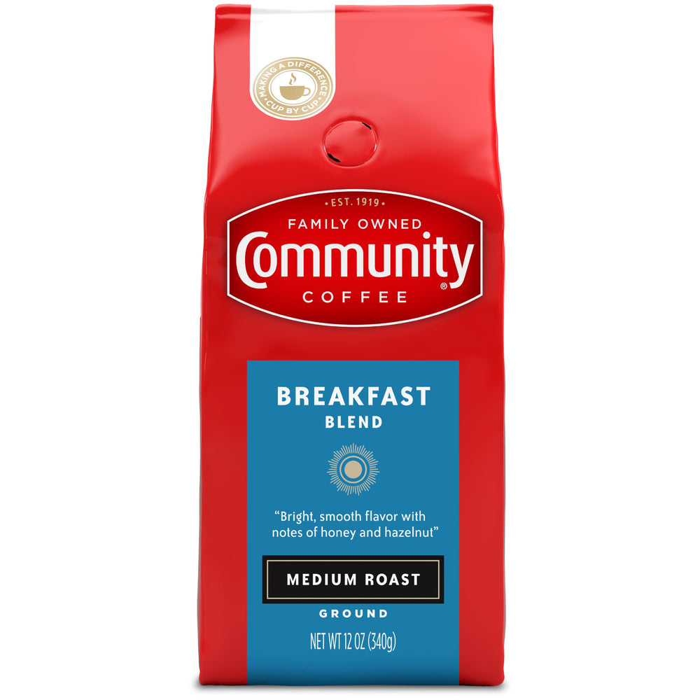 Community Coffee Breakfast Blend ground coffee bag for drip brewing