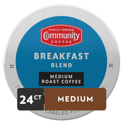Community Coffee Breakfast Blend 24-pack pods ready for busy mornings.