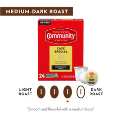 Community Coffee Café Special 72-count pods use 100% Arabica beans for smooth cups