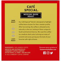 Community Coffee Cafe Special Arabica beans show balanced flavor.