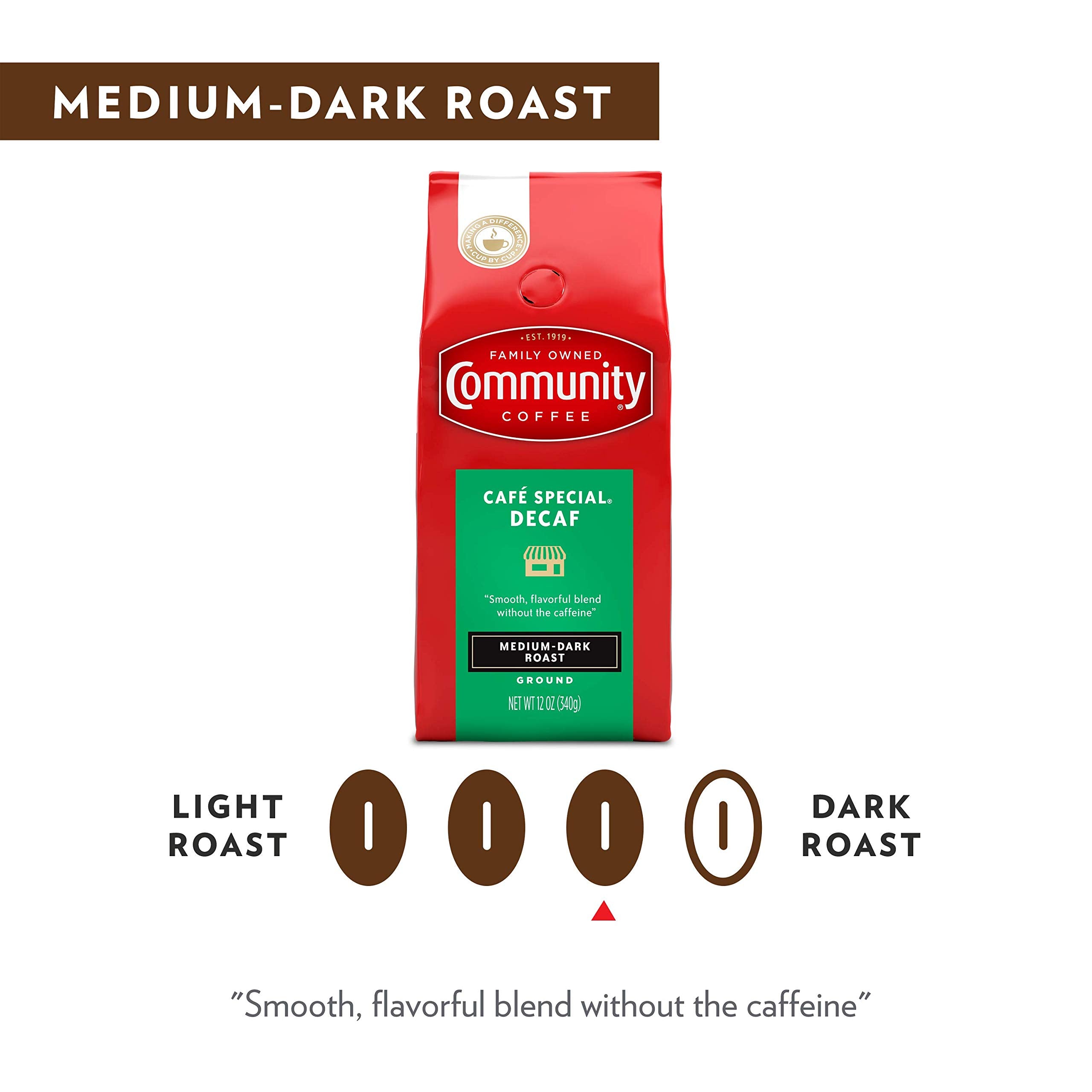 Community Coffee Cafe Special Decaf grounds are great for cold brew and iced coffee.