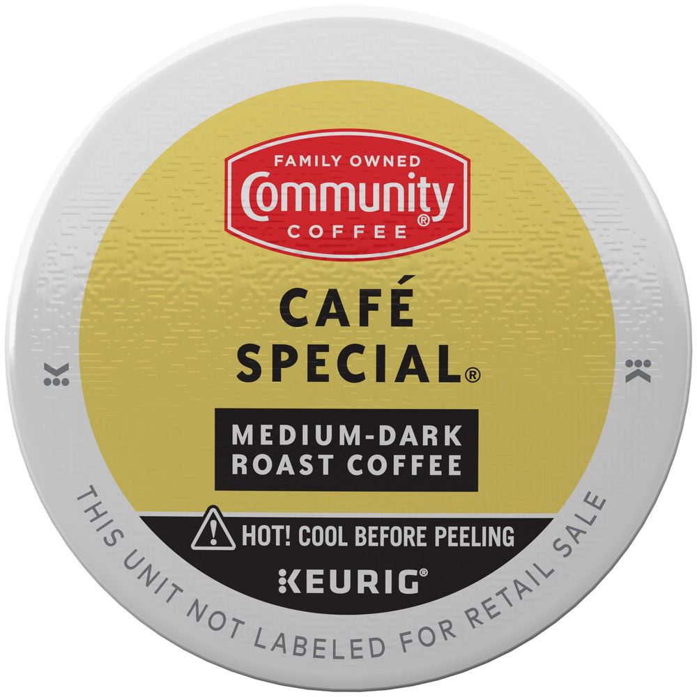 Community Coffee Cafe Special medium-dark roast single-serve pods for a smooth, balanced cup.