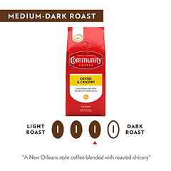 Community Coffee Coffee and Chicory ground coffee bag ready for drip pour-over or cold brew