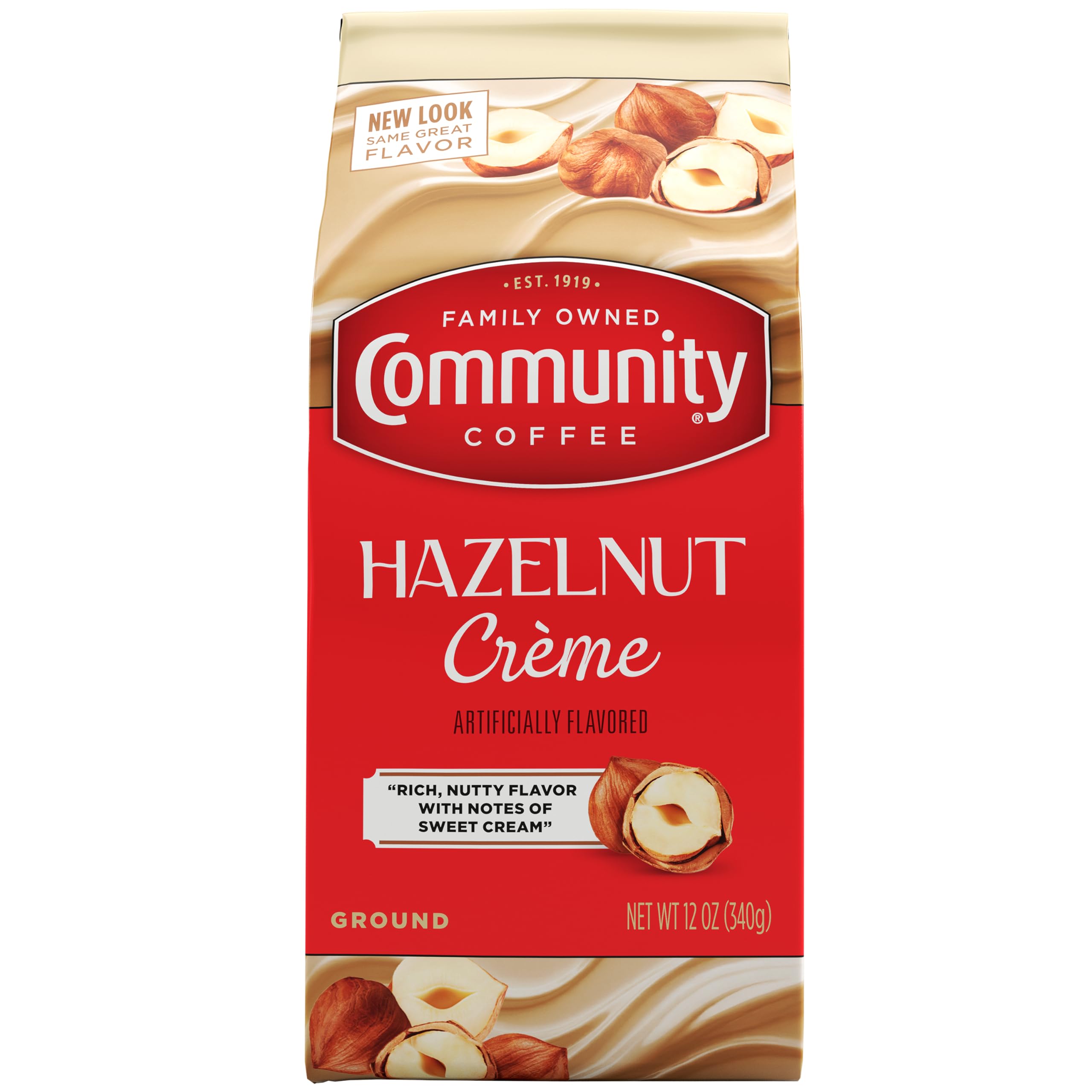 Community Coffee Hazelnut Creme ground coffee bag ready for rich home brewing