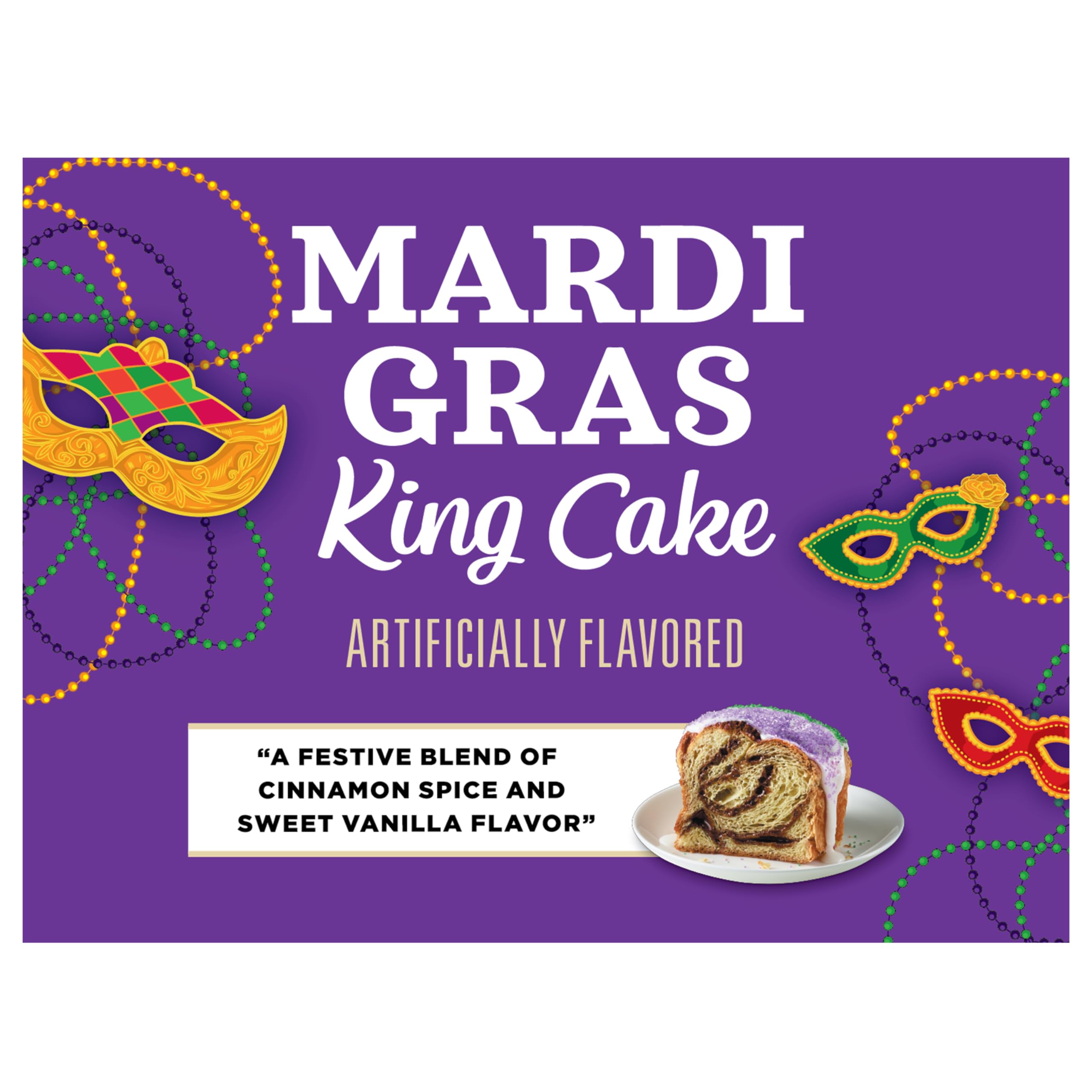 Drip-brew setup featuring Community Coffee Mardi Gras King Cake
