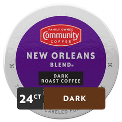 Community Coffee New Orleans Blend K-Cup pods ready for fast, easy brewing with Keurig machines.
