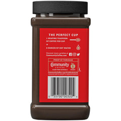 Community Coffee One-Teaspoon dissolving into hot water for perfect strength