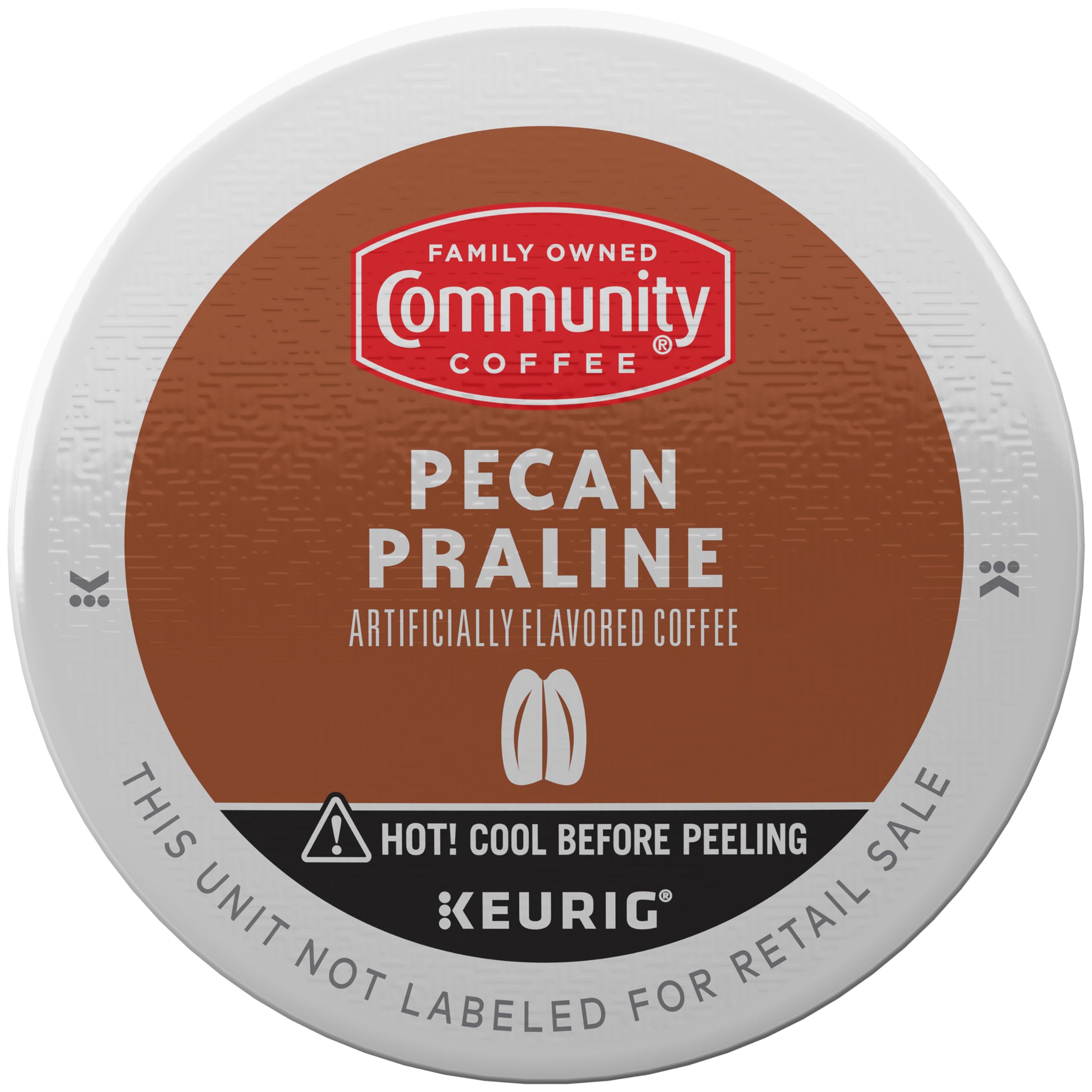 Community Coffee Pecan Praline K-Cup box showcases convenient 32-count packaging.