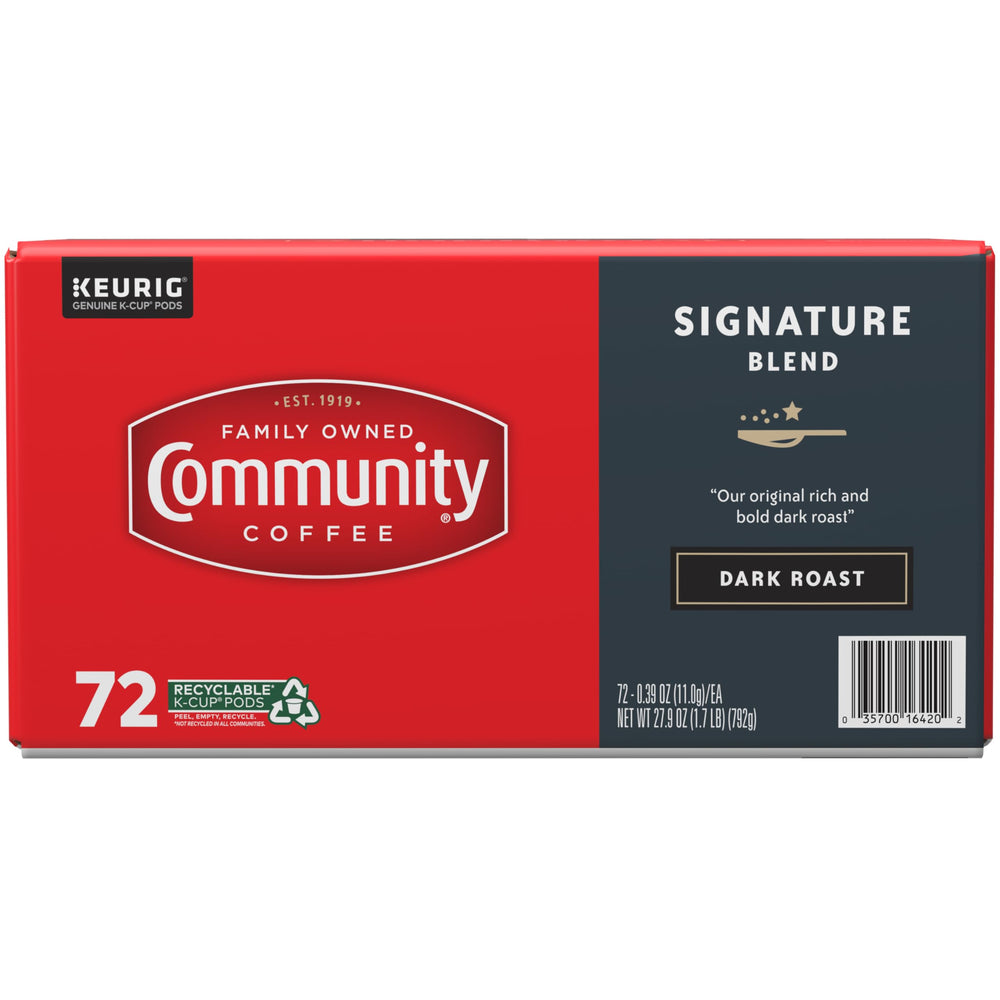 Steaming cup from Community Coffee Signature Blend brewed at 8-ounce setting.