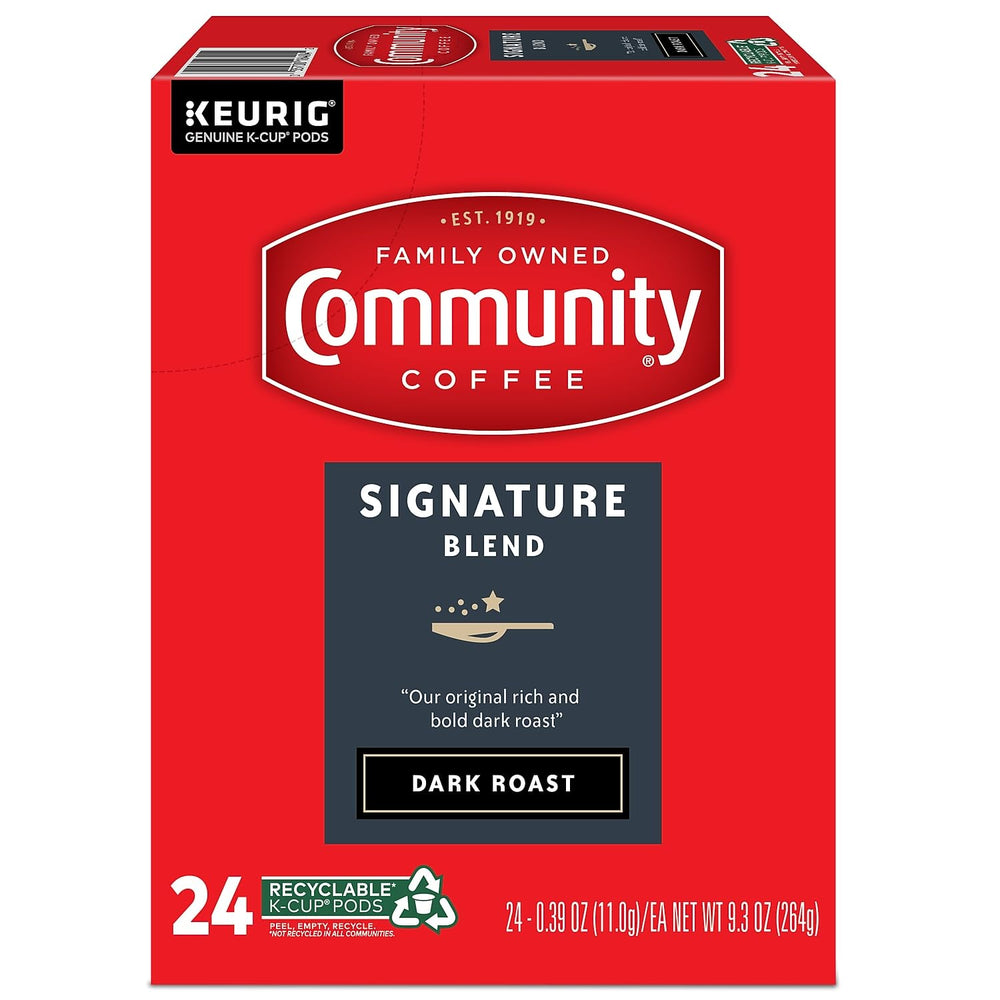 Community Coffee Signature Blend packaging keeps pods fresh and ready to brew.