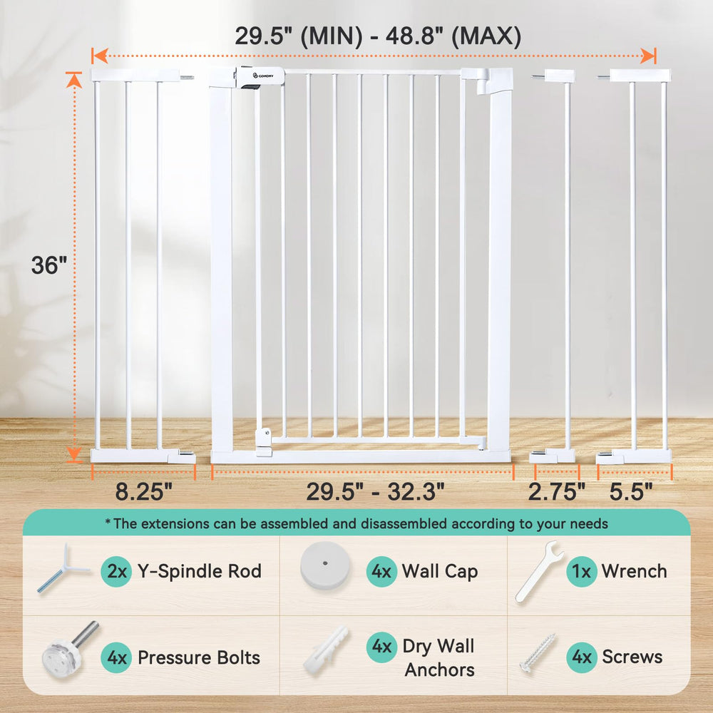COMOMY steel gate withstands up to 100 pounds of pet force.
