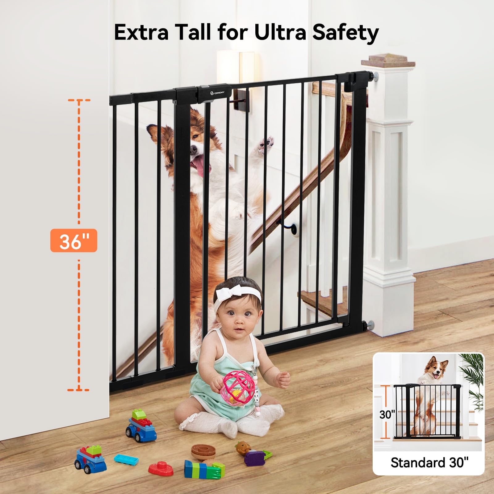 COMOMY 36-inch gate walk-through for easy passage and one-handed use