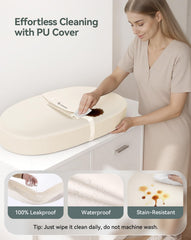 COMOMY changing pad showing contoured wall to prevent rolling during changes